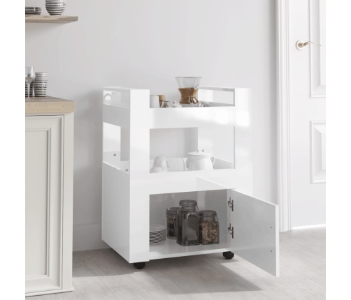 Carrito de cocina madera contrachapada blanco brillo 60x45x80cm