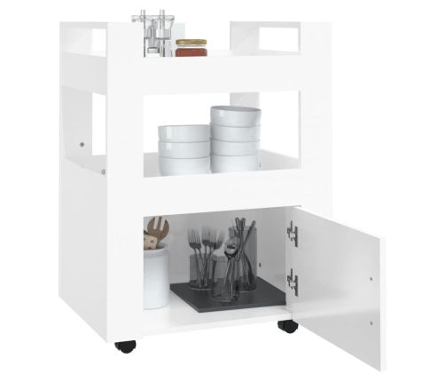 Carrito de cocina madera contrachapada blanco brillo 60x45x80cm