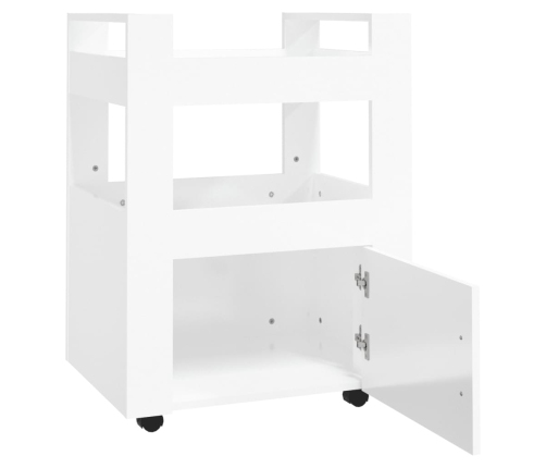 Carrito de cocina madera contrachapada blanco brillo 60x45x80cm