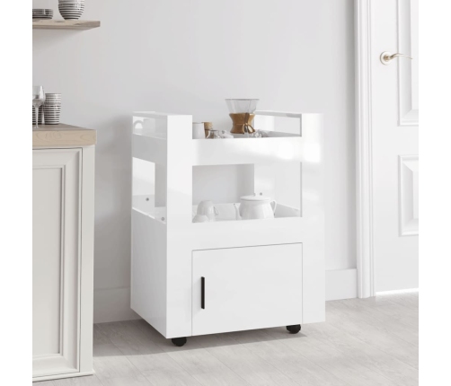 Carrito de cocina madera contrachapada blanco brillo 60x45x80cm