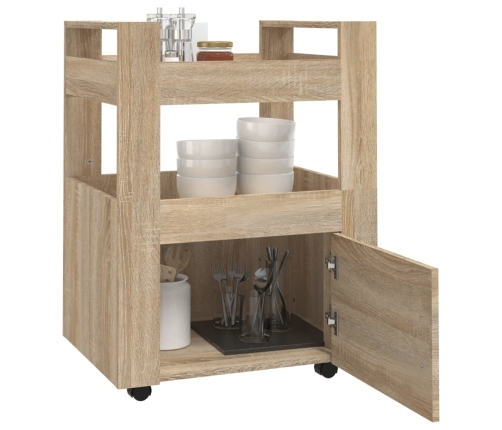 Carrito de cocina madera contrachapada color roble 60x45x80 cm