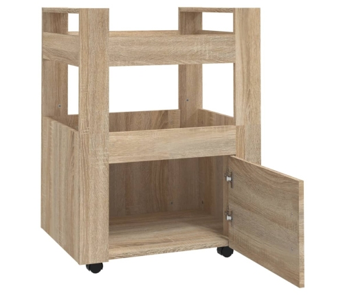 Carrito de cocina madera contrachapada color roble 60x45x80 cm