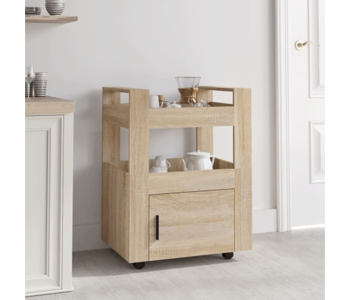 Carrito de cocina madera contrachapada color roble 60x45x80 cm