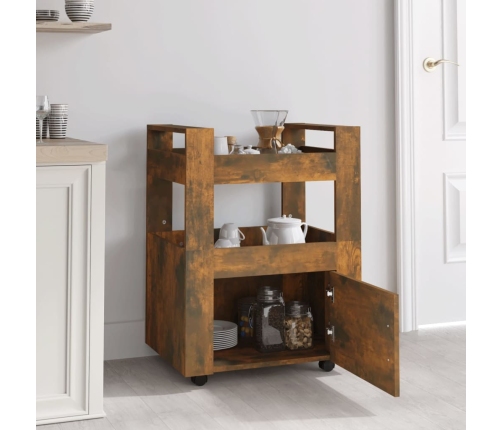 Carrito de cocina madera contrachapada roble ahumado 60x45x80cm