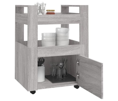 Carrito de cocina madera contrachapada gris Sonoma 60x45x80 cm