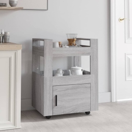 Carrito de cocina madera contrachapada gris Sonoma 60x45x80 cm