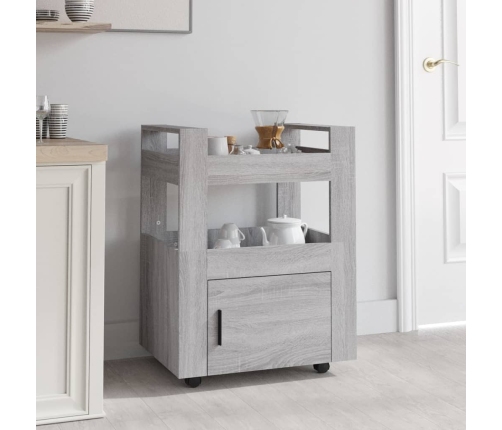 Carrito de cocina madera contrachapada gris Sonoma 60x45x80 cm