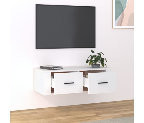 Mueble de TV colgante madera contrachapada blanco 80x36x25 cm