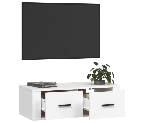 Mueble de TV colgante madera contrachapada blanco 80x36x25 cm