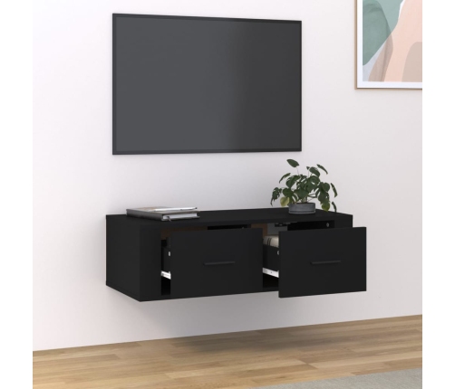 vidaXL Mueble de TV colgante madera contrachapada negro 80x36x25 cm