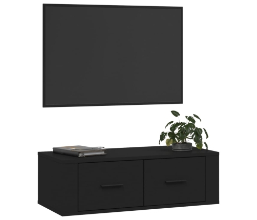 vidaXL Mueble de TV colgante madera contrachapada negro 80x36x25 cm