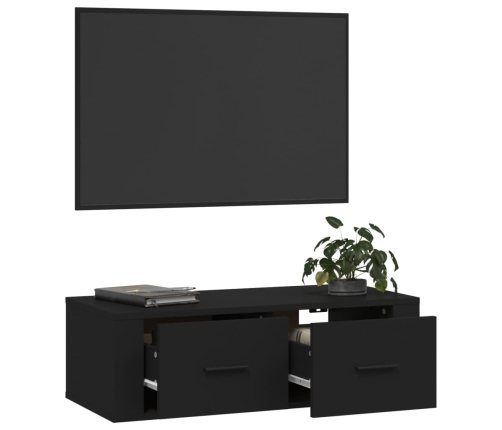 vidaXL Mueble de TV colgante madera contrachapada negro 80x36x25 cm