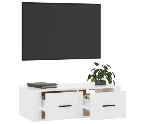 Mueble de TV colgante madera blanco brillante 80x36x25 cm