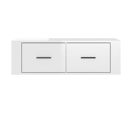 Mueble de TV colgante madera blanco brillante 80x36x25 cm