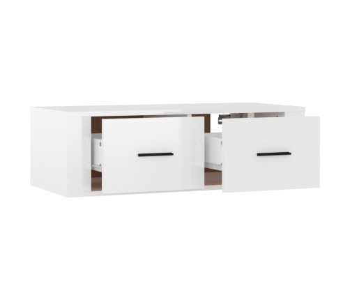 Mueble de TV colgante madera blanco brillante 80x36x25 cm