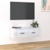 Mueble de TV colgante madera blanco brillante 80x36x25 cm