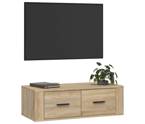 Mueble TV colgante madera contrachapada roble Sonoma 80x36x25cm