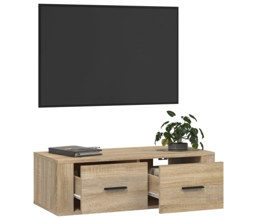 Mueble TV colgante madera contrachapada roble Sonoma 80x36x25cm