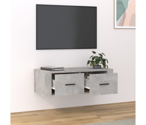 Mueble de TV colgante madera gris hormigón 80x36x25 cm