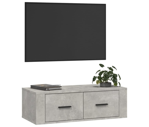 Mueble de TV colgante madera gris hormigón 80x36x25 cm