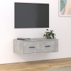 Mueble de TV colgante madera gris hormigón 80x36x25 cm