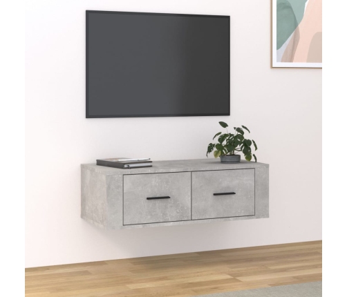 Mueble de TV colgante madera gris hormigón 80x36x25 cm