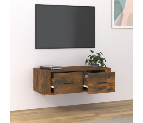 Mueble de TV colgante madera roble ahumado 80x36x25 cm