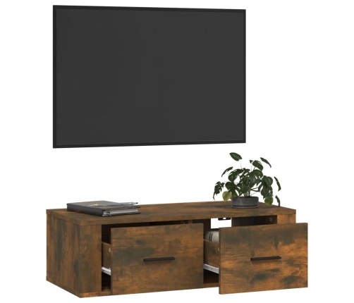 Mueble de TV colgante madera roble ahumado 80x36x25 cm