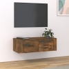 Mueble de TV colgante madera roble ahumado 80x36x25 cm