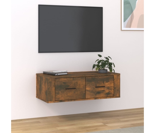 Mueble de TV colgante madera roble ahumado 80x36x25 cm