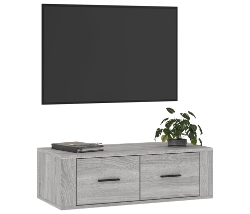 Mueble TV colgante madera contrachapada gris Sonoma 80x36x25 cm