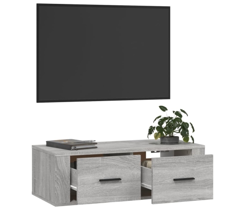 Mueble TV colgante madera contrachapada gris Sonoma 80x36x25 cm