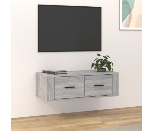 Mueble TV colgante madera contrachapada gris Sonoma 80x36x25 cm