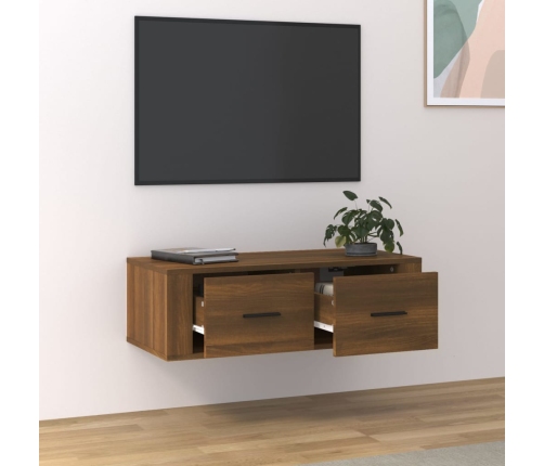 Mueble TV colgante madera contrachapada roble marrón 80x36x25cm