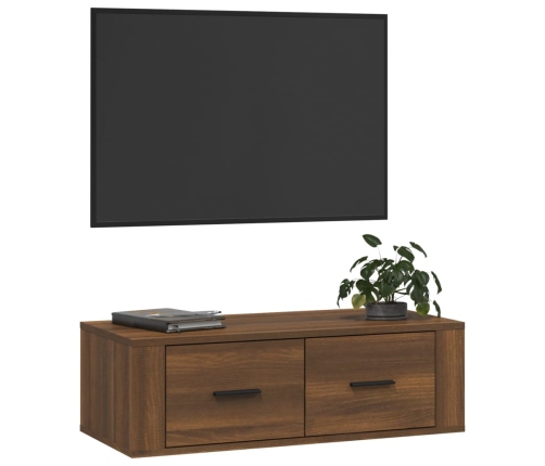 Mueble TV colgante madera contrachapada roble marrón 80x36x25cm