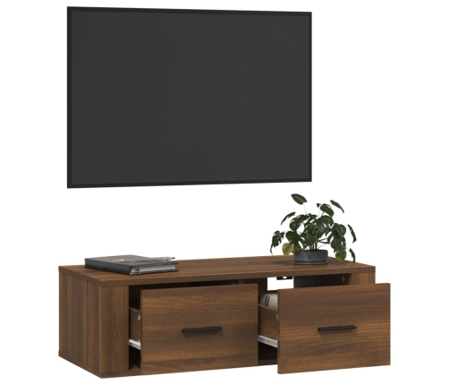 Mueble TV colgante madera contrachapada roble marrón 80x36x25cm