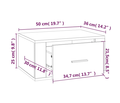 vidaXL Mesita de noche de pared blanco 50x36x25 cm