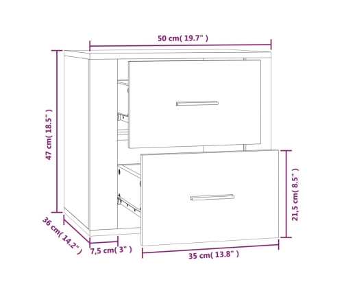 Mesita de noche de pared blanca 50x36x47 cm