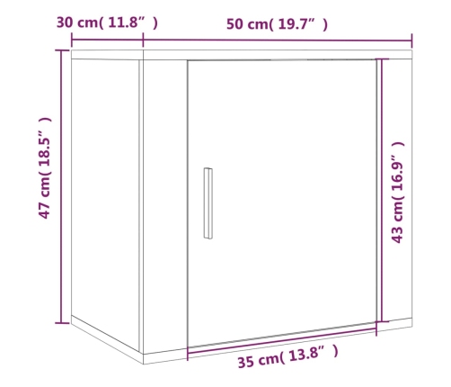 Mesita de noche de pared blanca 50x30x47 cm