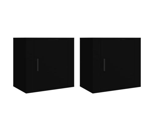 Mesitas de noche de pared 2 uds negro 50x30x47 cm