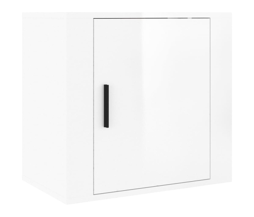 Mesita de noche de pared blanco brillante 50x30x47 cm