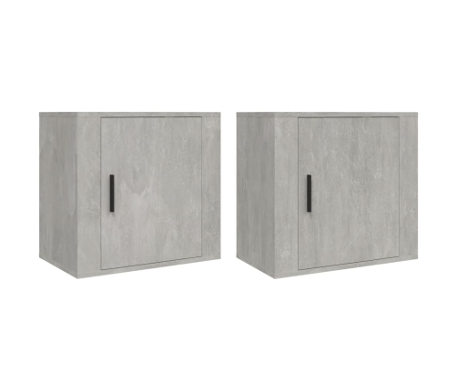 vidaXL Mesitas de noche de pared 2 uds gris hormigón 50x30x47 cm