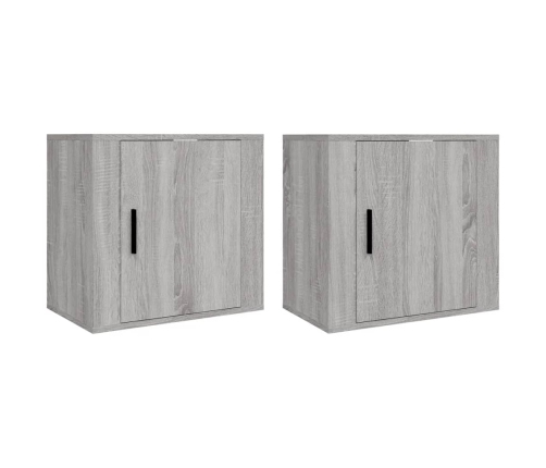 Mesitas de noche de pared 2 uds gris Sonoma 50x30x47 cm