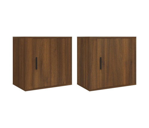 vidaXL Mesitas de noche de pared 2 uds roble marrón 50x30x47 cm