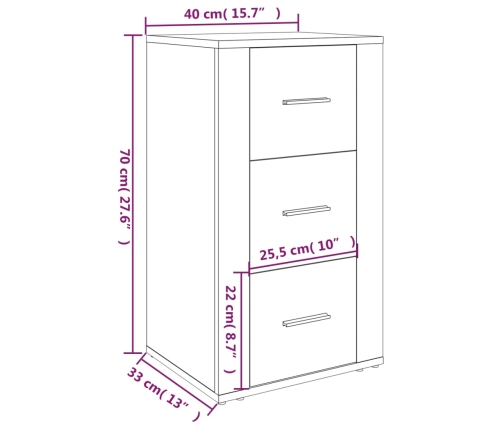 Aparador de madera contrachapada blanco 40x33x70 cm