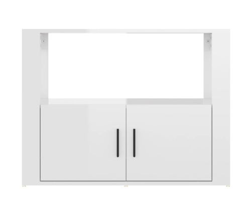 Aparador de madera contrachapada blanco brillante 80x30x60 cm