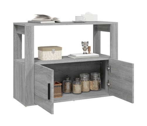 Aparador de madera contrachapada gris Sonoma 80x30x60 cm