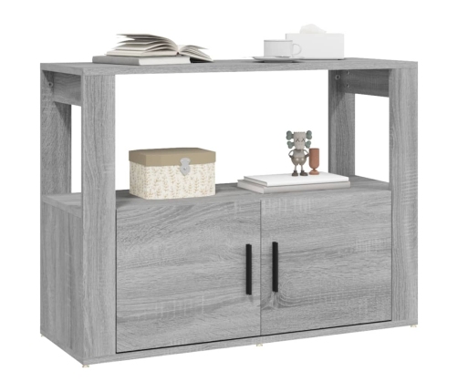 Aparador de madera contrachapada gris Sonoma 80x30x60 cm