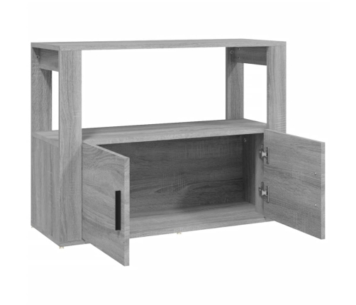 Aparador de madera contrachapada gris Sonoma 80x30x60 cm