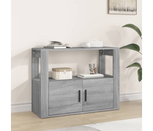 Aparador de madera contrachapada gris Sonoma 80x30x60 cm